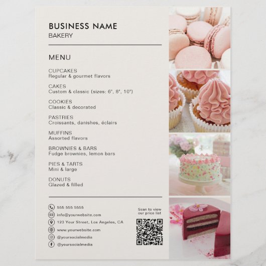 Bakkerij Cupcake Taart Winkel Menu Bedrijf (Voorkant)