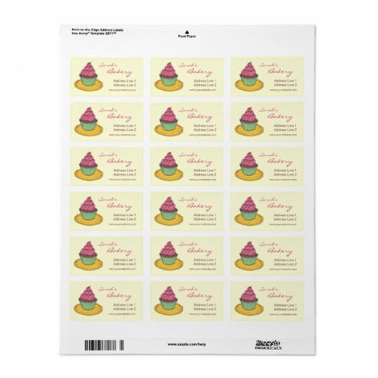 Bakkerij Cupcake Zakelijke adreslabels Etiket (Full Sheet)