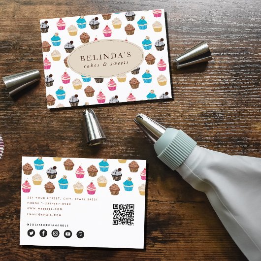 Bakkerij Cupcakes Snoepjes Bakken QR Code Social M Visitekaartje