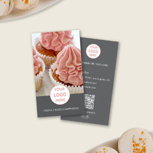 Bakkerij Custom Foto Logo QR Grijs Visitekaartje