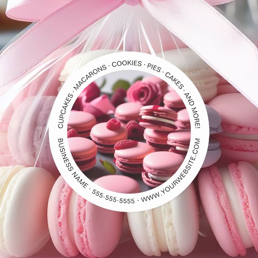 Bakkerij Custom Foto Macarons Wit Ronde Sticker
