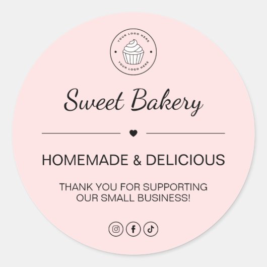 Bakkerij Custom Logo Bedankt Ronde Sticker (Voorkant)