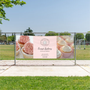 Bakkerij Custom Logo Foto Social Media Roze Spandoek