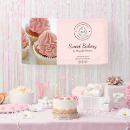 Bakkerij Custom Logo Foto Social Media Roze Spandoek