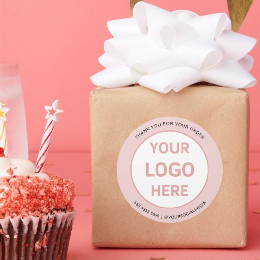 Bakkerij Custom Logo Pink Ronde Sticker (Feest)