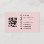 Bakkerij Custom Logo QR Code Blush Pink Visitekaartje (Achterkant)