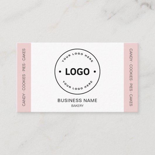 Bakkerij Custom Logo QR Code Blush Pink Visitekaartje (Voorkant)