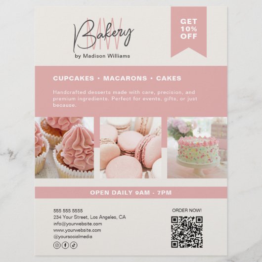 Bakkerij Custom Monogram Logo Flyer (Voorkant)