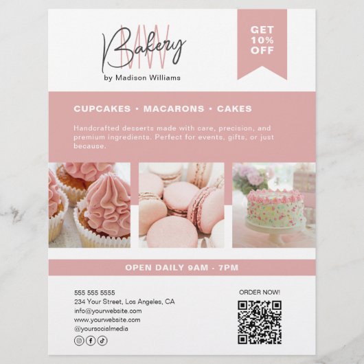 Bakkerij Custom Monogram Logo Flyer (Voorkant)
