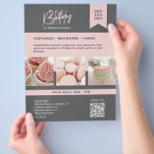 Bakkerij Custom Monogram Logo Grijs Roze Flyer (Hand)