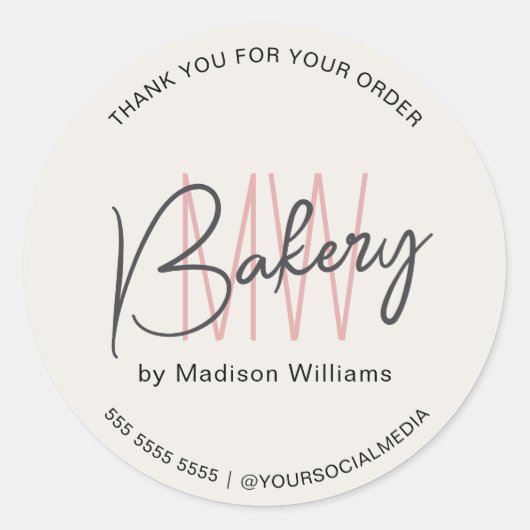 Bakkerij Custom Monogram Logo Ronde Sticker (Voorkant)