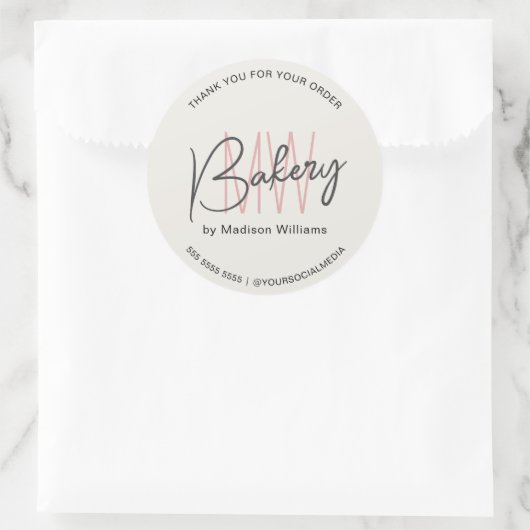 Bakkerij Custom Monogram Logo Ronde Sticker (Tas)