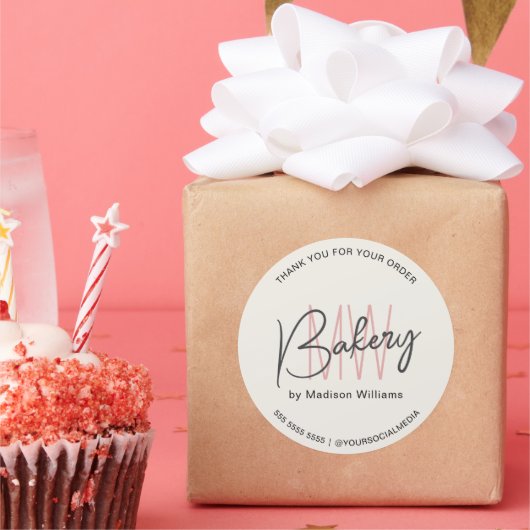 Bakkerij Custom Monogram Logo Ronde Sticker (Feest)