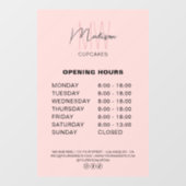 Bakkerij Custom Monogram Logo Roze Openingstijden Raamsticker (Vel)