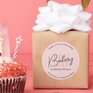 Bakkerij Custom Monogram Logo Roze Ronde Sticker