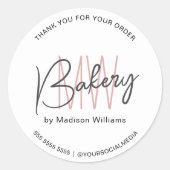Bakkerij Custom Monogram Logo Wit Ronde Sticker (Voorkant)