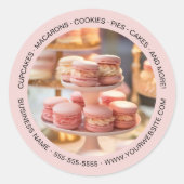 Bakkerij Custom Photo Pink Business Ronde Sticker (Voorkant)
