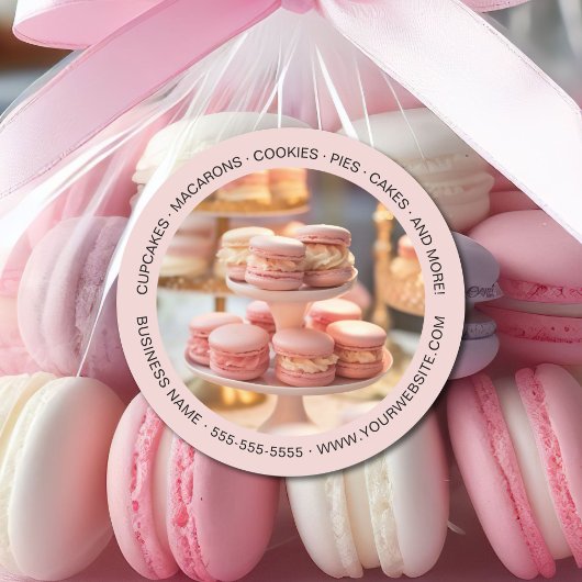 Bakkerij Custom Photo Pink Business Ronde Sticker