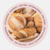 Bakkerij Custom Photo Pink Ronde Sticker (Voorkant)