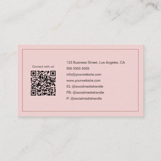 Bakkerij Custom Photo QR Code Minimal Pink Visitekaartje (Achterkant)