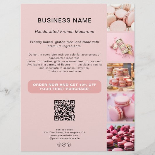 Bakkerij Custom Photo QR Social Media Business Flyer (Voorkant)