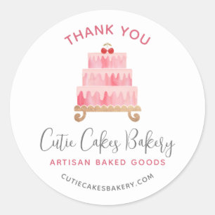 Bakkerij Dank Je Blos Roze Cake Gebak Dessert Ronde Sticker