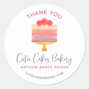 Bakkerij Dank Je Pink Paarse Cake Gebak Dessert Ronde Sticker