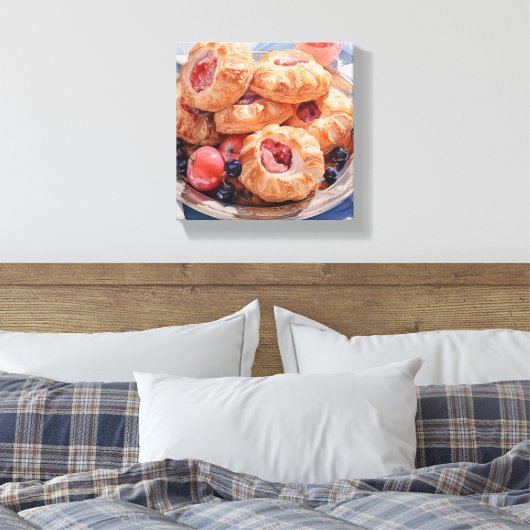 Bakkerij Dessert Croissant Canvas Print (Insitu (Slaapkamer))