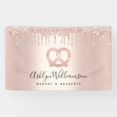 Bakkerij Dessert Pastry Chef Roos Gold Glitter Dri Spandoek (Horizontaal)