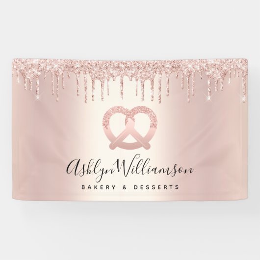 Bakkerij Dessert Pastry Chef Roos Gold Glitter Dri Spandoek (Horizontaal)