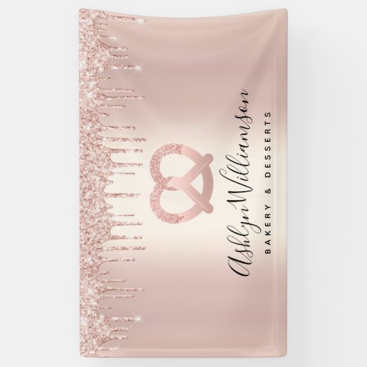 Bakkerij Dessert Pastry Chef Roos Gold Glitter Dri Spandoek (Verticaal)