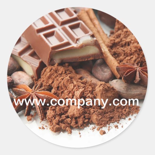 bakkerij dessert snoep snoep chocolade ronde sticker (Voorkant)