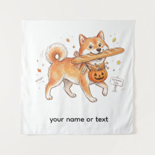 Bakkerij Dief Shiba Inu - Cute Hond met Frans Wandkleed