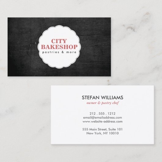 BAKKERIJ DOILY LOGO op ZWART HOUT Visitekaartje (Voorkant / Achterkant)