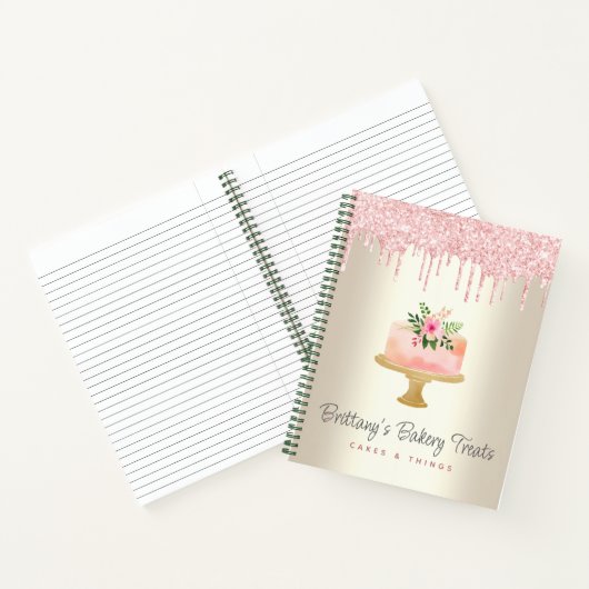 Bakkerij Draagt Blush Roze Glitter Drift Dessert G Notitieboek (Binnen)
