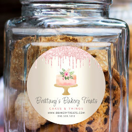 Bakkerij Draagt Blush Roze Glitter Drift Dessert G Ronde Sticker