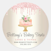 Bakkerij Draagt Blush Roze Glitter Drift Dessert G Ronde Sticker (Voorkant)