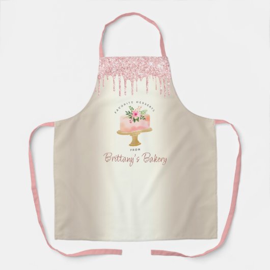 Bakkerij Draagt Blush Roze Glitter Drift Dessert G Schort (Voorkant)