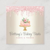 Bakkerij Draagt Blush Roze Glitter Drift Dessert G Vierkante Visitekaartje (Voorkant)