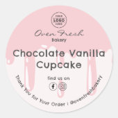 Bakkerij Drip Dank u gebakken goederen roze Ronde Sticker (Voorkant)
