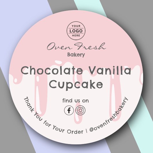 Bakkerij Drip Dank u gebakken goederen roze Ronde Sticker