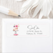 Bakkerij Elegant Roze Cake Waterverf Etiket (Insitu)