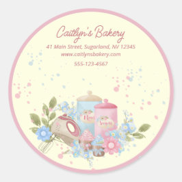 Bakkerij en banketbakkerswinkel - Aangepaste roze Ronde Sticker