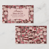Bakkerij en cafe, roze en chocolade visitekaartje (Voorkant / Achterkant)
