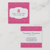 Bakkerij- en cateringafval (roze) vierkante visitekaartje (Voorkant / Achterkant)