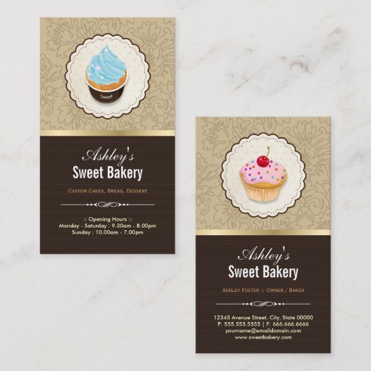 Bakkerij en chocolade-dessert visitekaartje (Voorkant / Achterkant)