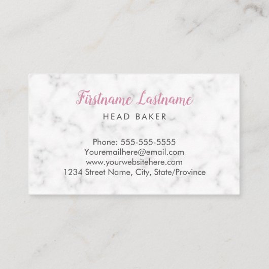 Bakkerij en keukenroze visitekaartje (Achterkant)