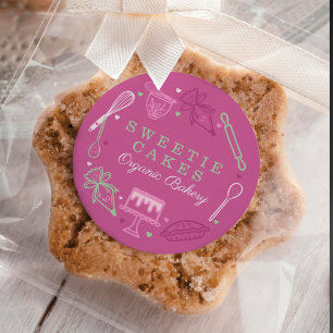 Bakkerij en kookpan Roze en groene bakkerij Ronde Sticker