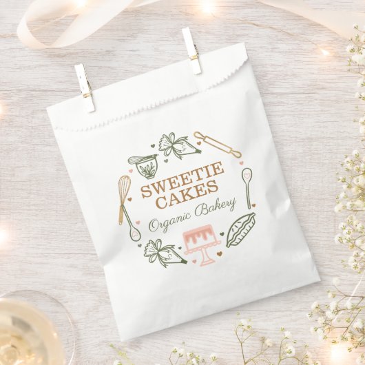 Bakkerij en kookpan Roze en levende groene bakkeri Bedankzakje (Geknipt)