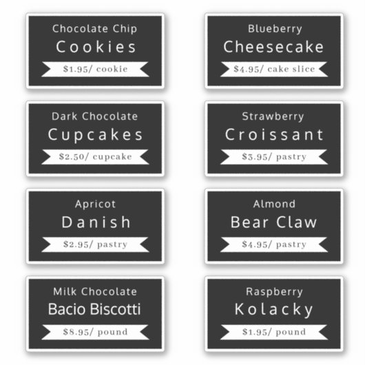 Bakkerij - Etiketten voor de Sticker en de prijs (Voorkant)